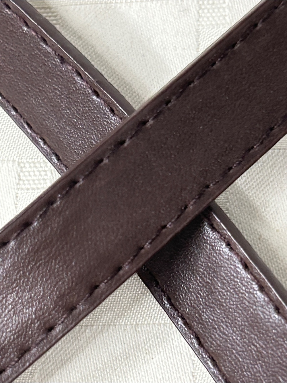 Brown Leather Crossbody Strap with Gold Hardware